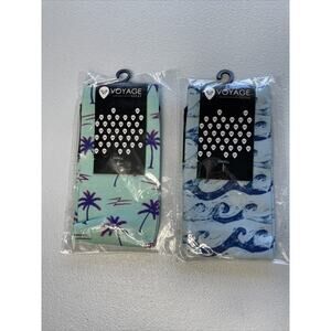 Lot Of 2 Pairs Voyage Socks (small) Palms and Waves Themed Print Novelty